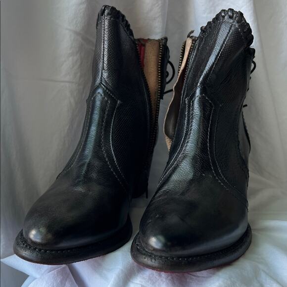 NWOB BED|STU Bia Black Leather Ankle Boots Size 9.5 - Picture 1 of 8